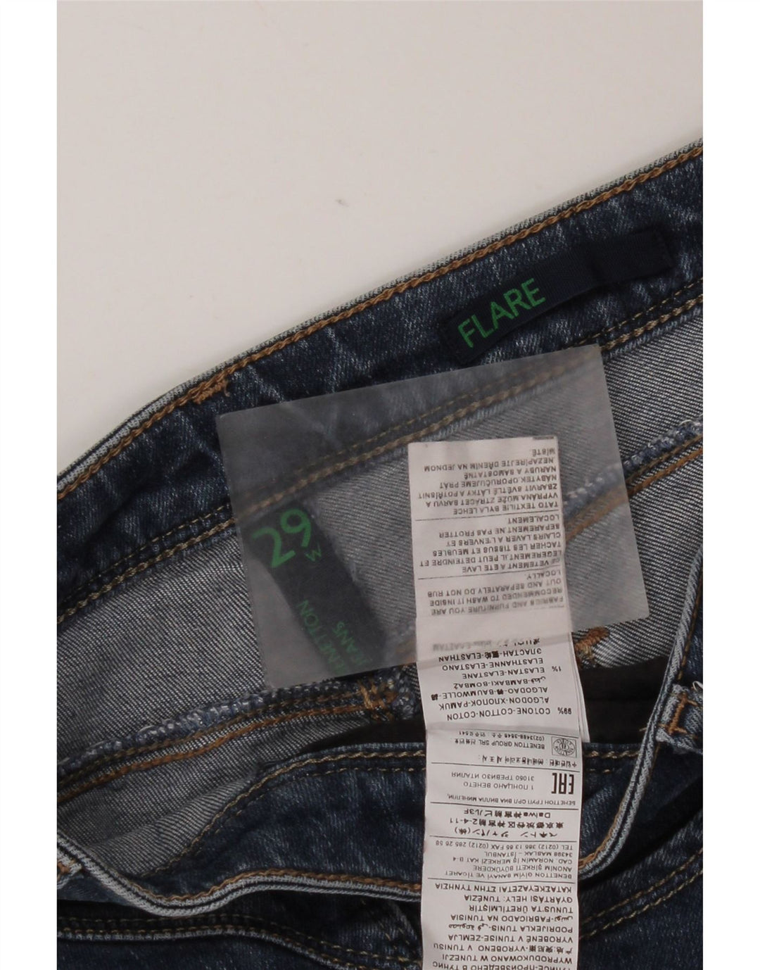 Benetton Vaqueros Acampanados W29 L31 Azul Algodón