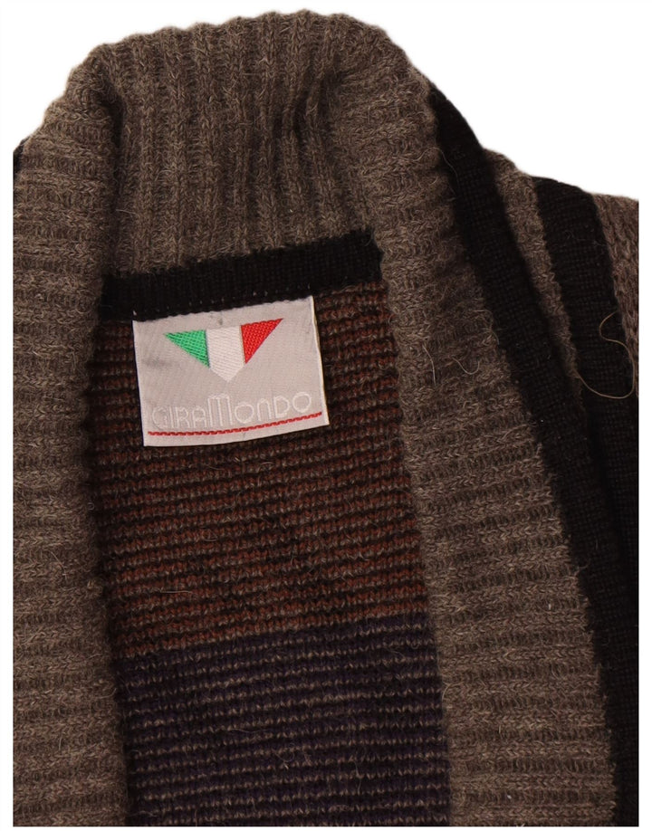 Giramondo Hombre Cárdigan De Doble Botonadura IT 48 Gris Medio Geométrico