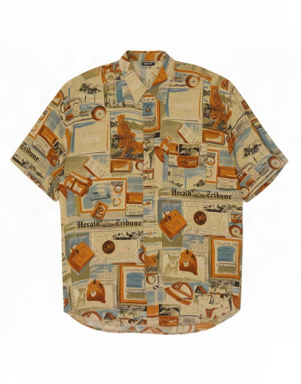 Camisa gráfica vintage para hombre talla 43/44 XL patchwork multicolor