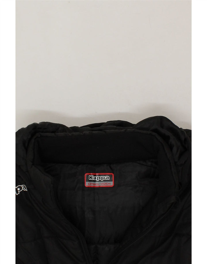 KAPPA Boys Hooded Padded Jacket 11-12 Years Black Polyester Vintage Kappa and Second-Hand Kappa from Messina Hembry 