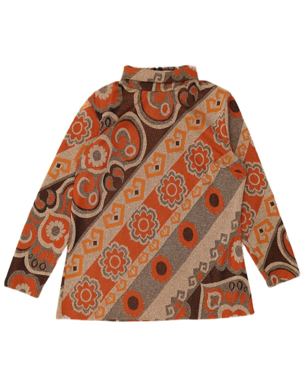 Diolen Blusa de manga larga con cuello y cremallera para mujer IT 46 Large Orange Floral