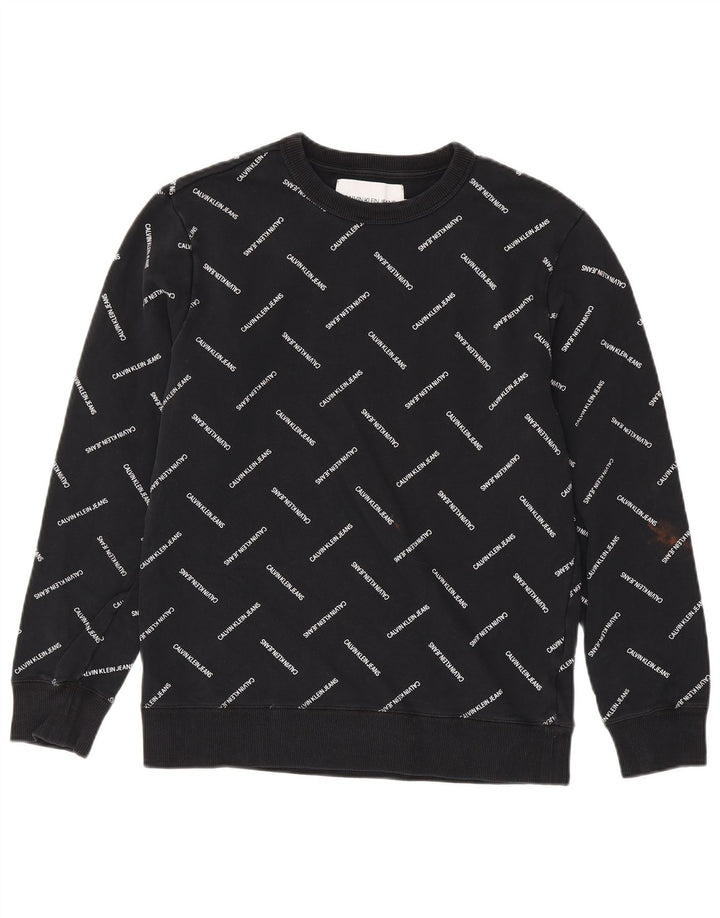CALVIN KLEIN JEANS Sudadera gráfica para hombre Jumper Medium Black Cotton