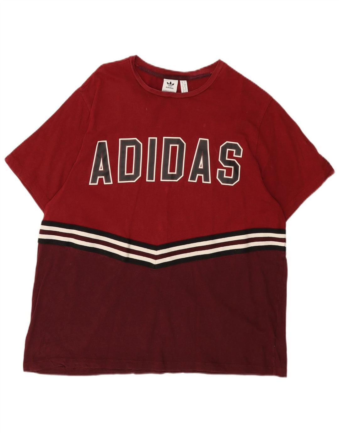 ADIDAS Camiseta gráfica para mujer Top UK Small 10 Borgoña Colorblock