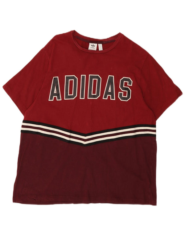 ADIDAS Camiseta gráfica para mujer Top UK Small 10 Borgoña Colorblock