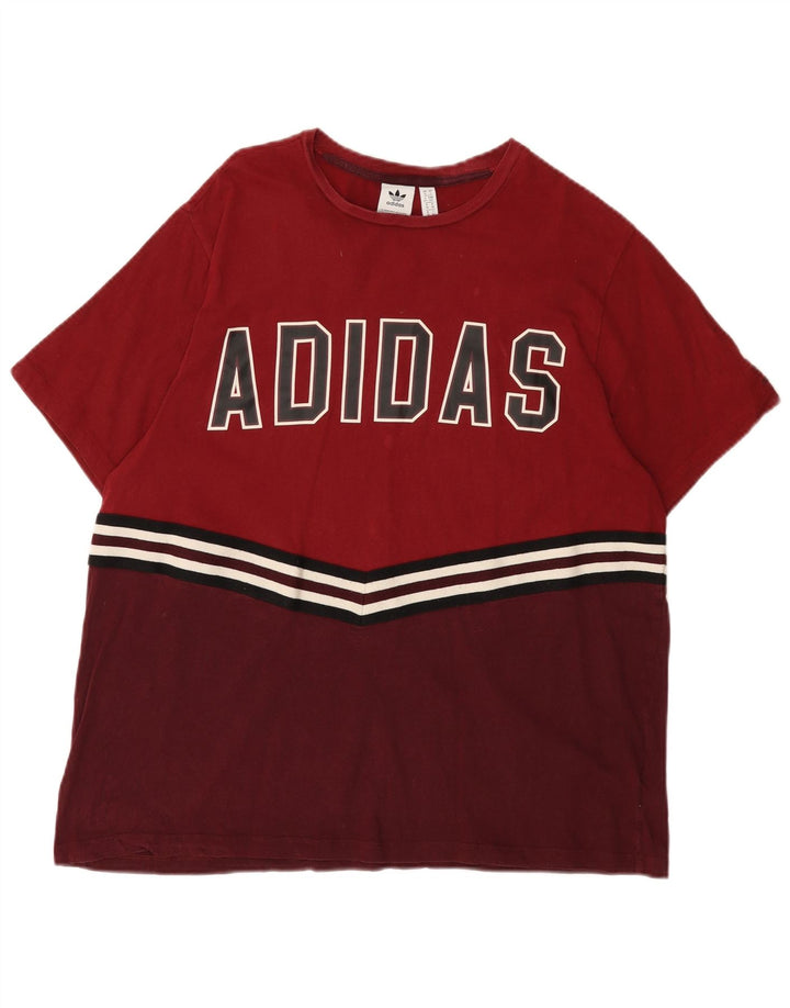 ADIDAS Camiseta gráfica para mujer Top UK Small 10 Borgoña Colorblock