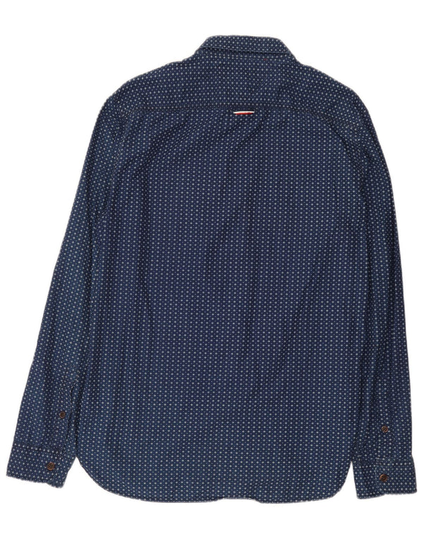 Camisa Tommy Hilfiger Hombre con Estampado Abstracto Grande Azul Marino Algodón