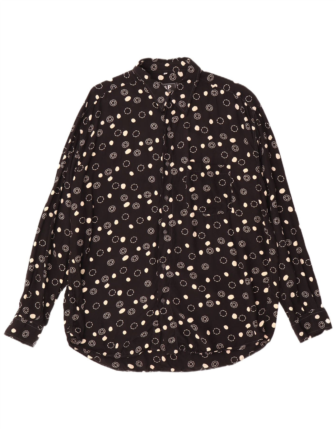 VINTAGE Camisa Hombre XL Negro Floral