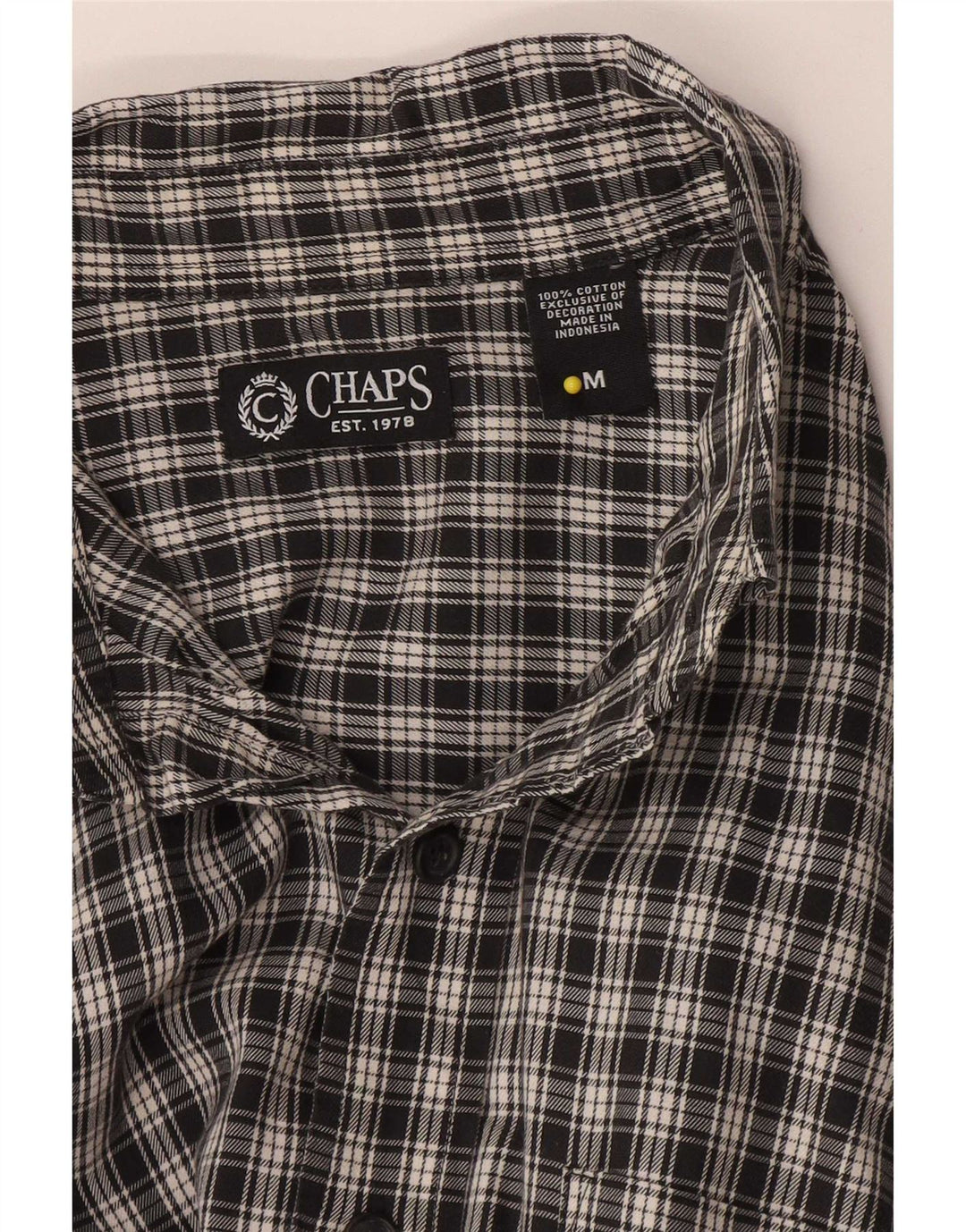 Camisa Chaps Hombre Mediana Algodón A Cuadros Negro
