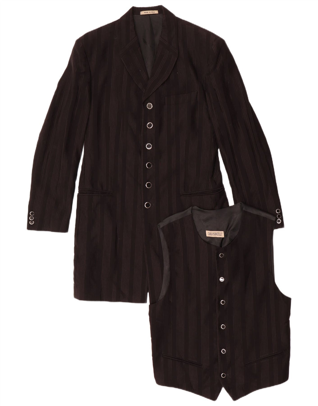 Carlo Pignatelli Conjunto de 2 piezas de 6 botones para hombre IT 50 Large Black Stripes