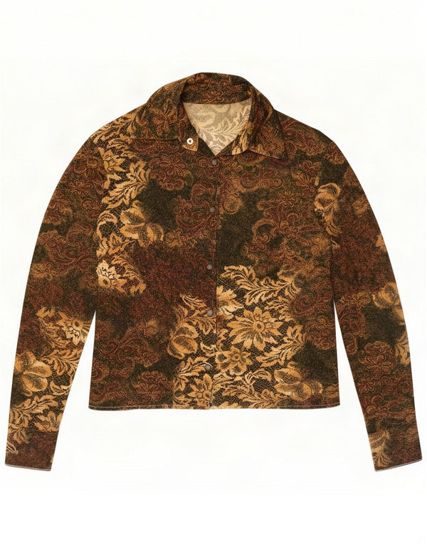Blusa camisera vintage para mujer UK 46 Poliéster paisley multicolor grande