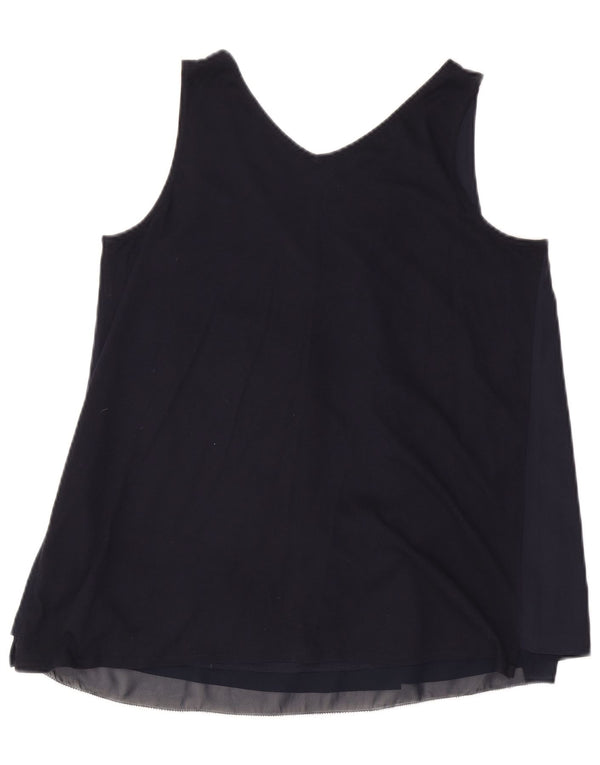 Tommy Hilfiger Blusa sin mangas para mujer UK 44 Grande Algodón azul marino