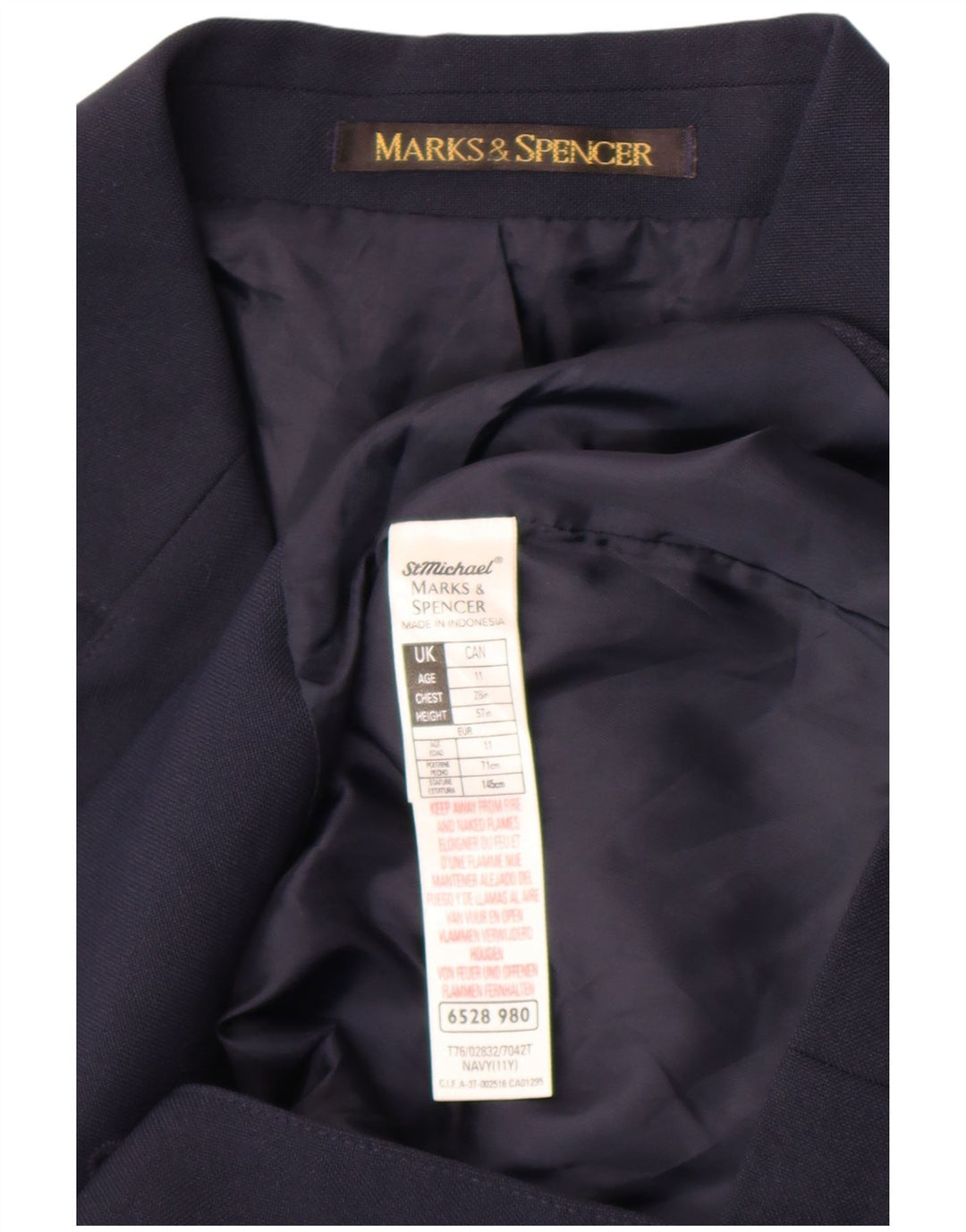 Marks & Spencer Chaqueta tipo blazer de 2 botones para niño 10-11 años Poliéster azul marino