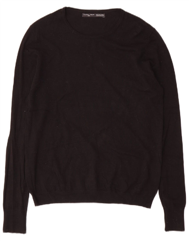 Zara Hombre Jersey De Cuello Redondo Jersey Grande Negro