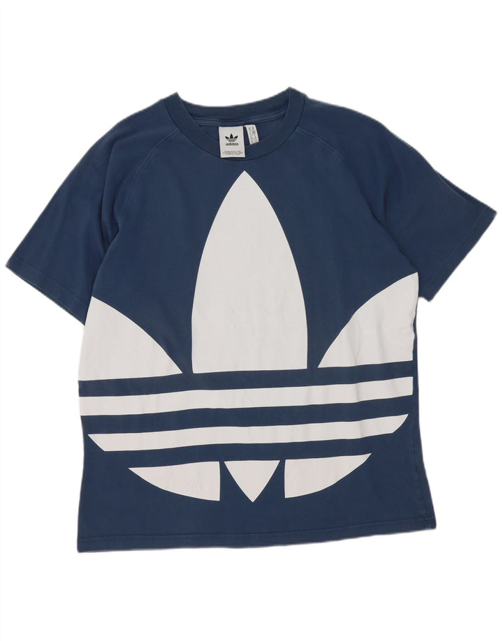 Adidas Hombre Camiseta Gráfica Top Algodón Azul Medio
