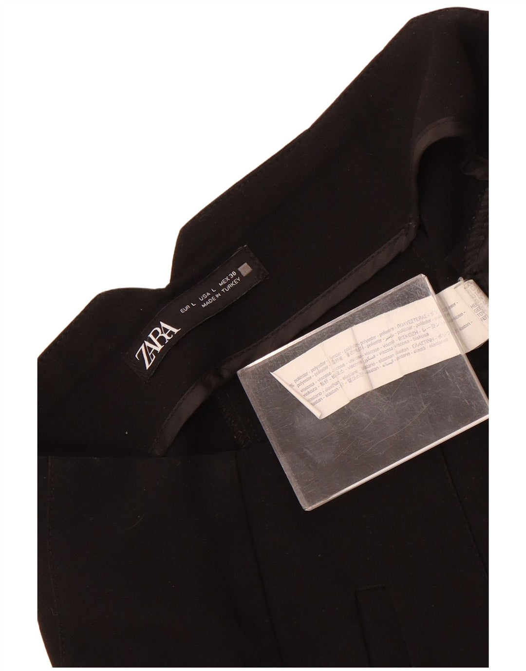 Zara Mujer Pantalón De Traje Cónico Grande W30 L27 Poliéster Negro
