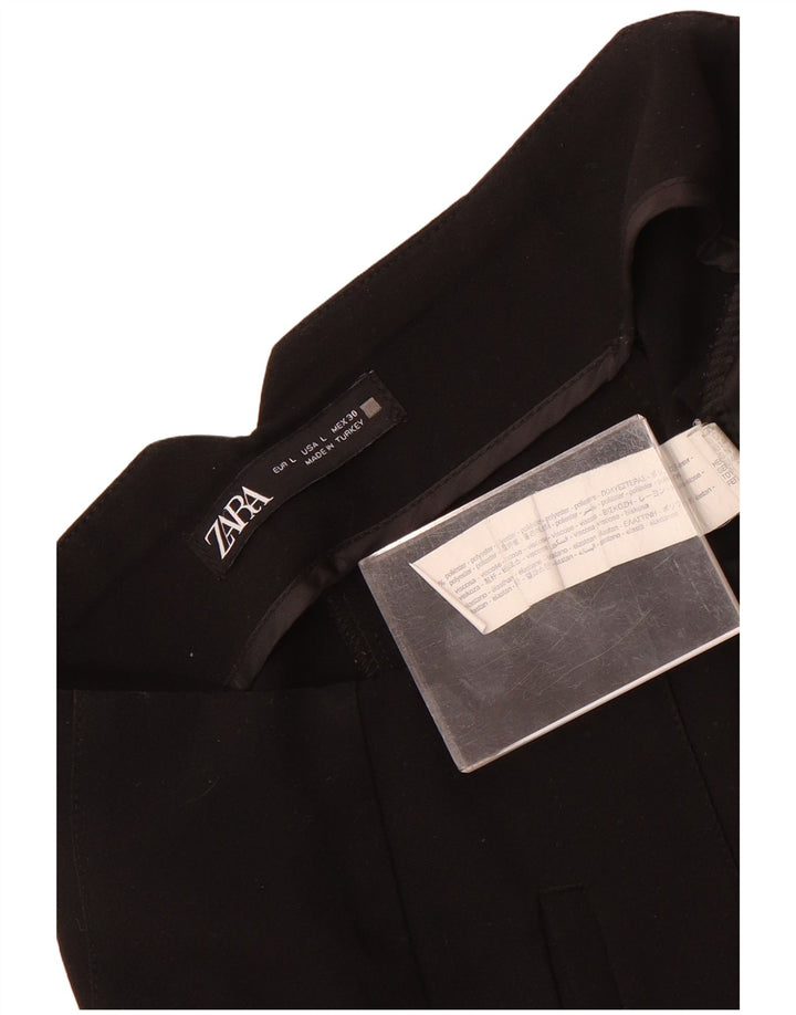 Zara Mujer Pantalón De Traje Cónico Grande W30 L27 Poliéster Negro
