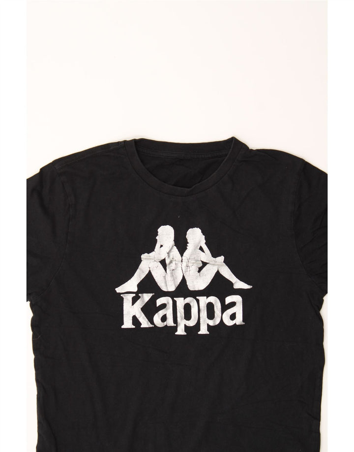 KAPPA Womens Graphic T-Shirt Top UK 12 Medium Black Vintage Kappa and Second-Hand Kappa from Messina Hembry 