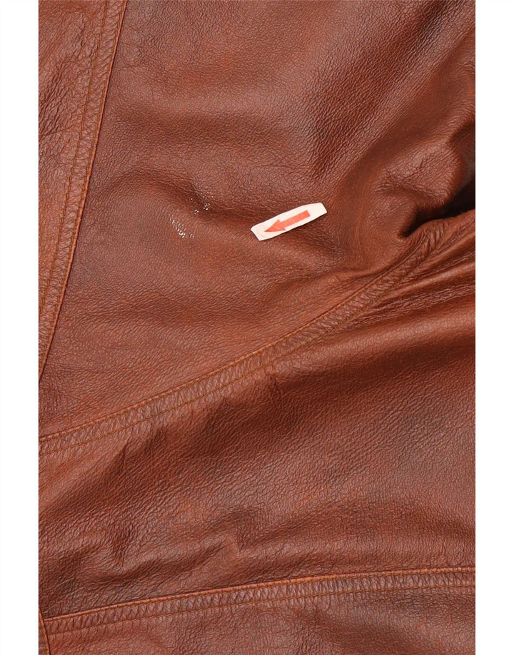 Mondial Chaqueta de cuero holgada para hombre UK 38 Marrón medio