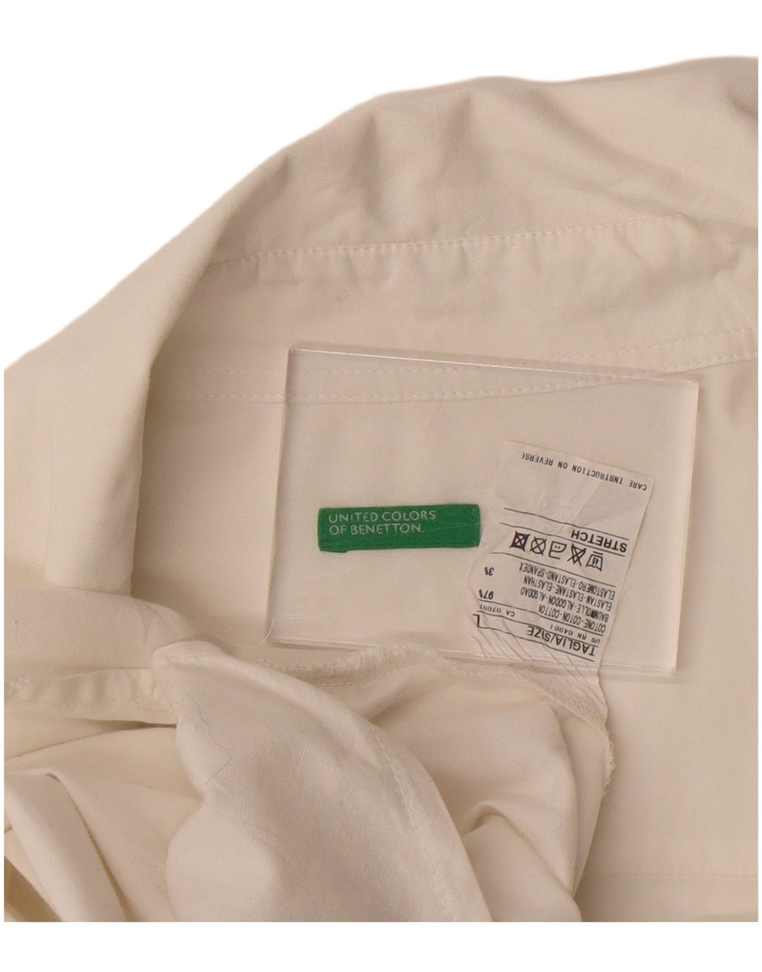 BENETTON Camisa tipo jersey para mujer UK 46 Grande Algodón blanco