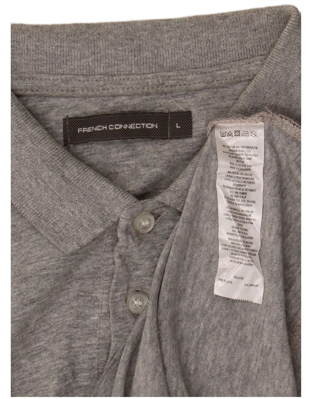 French Connection Polo para hombre de algodón moteado gris grande
