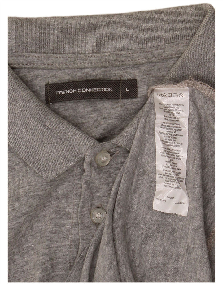 French Connection Polo para hombre de algodón moteado gris grande