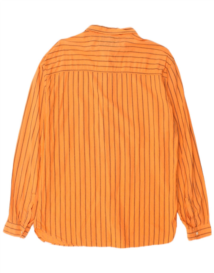 Vintage camisa para hombre grande naranja tela a rayas