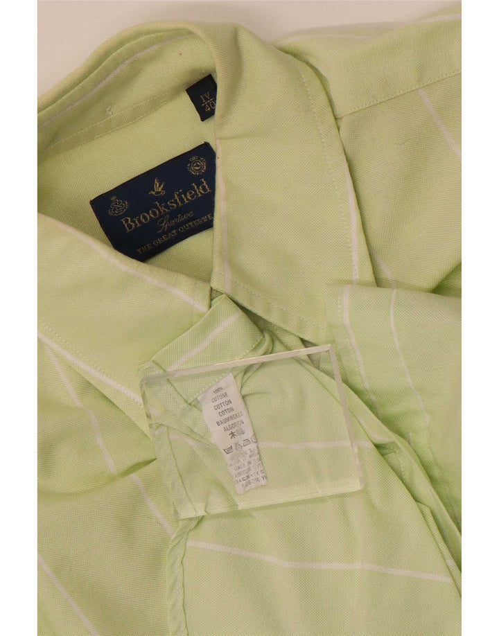 Camisa Brooksfield para hombre talla 40 algodón a rayas verde medio