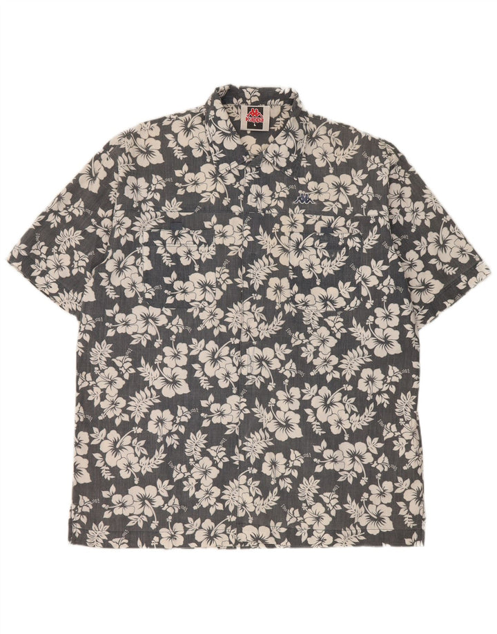 Camisa Kappa Hombre Manga Corta Poliéster Floral Gris Grande