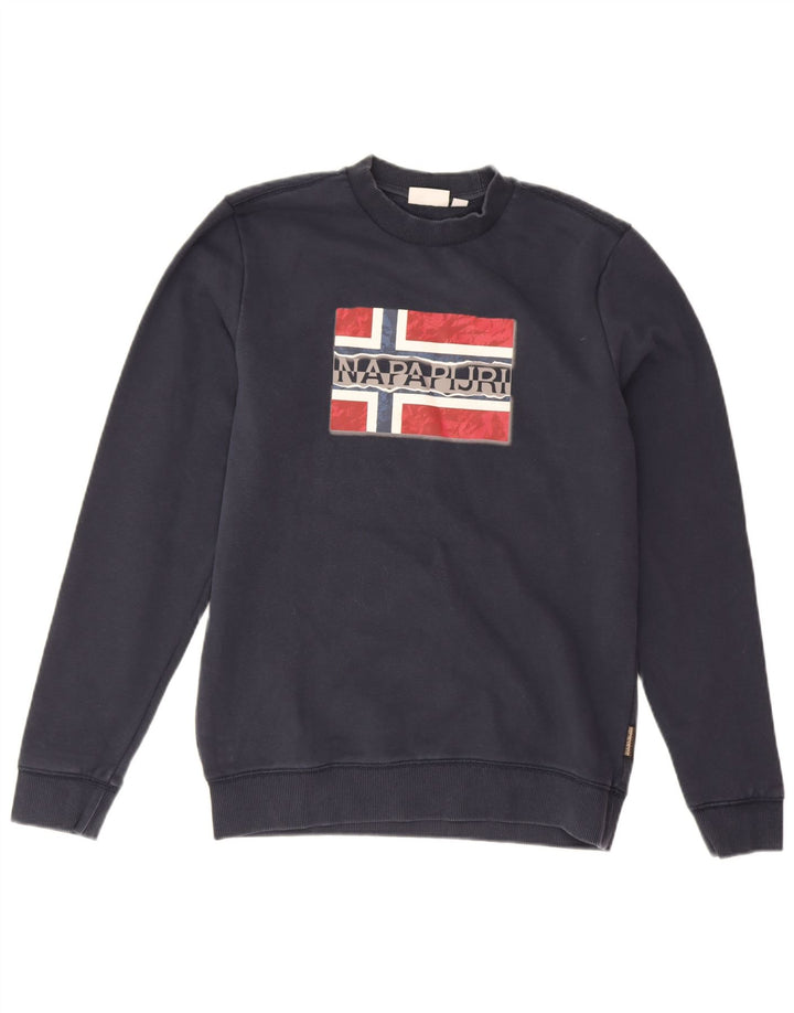 Napapijri Hombre Sudadera Gráfica Jersey Pequeño Azul Marino
