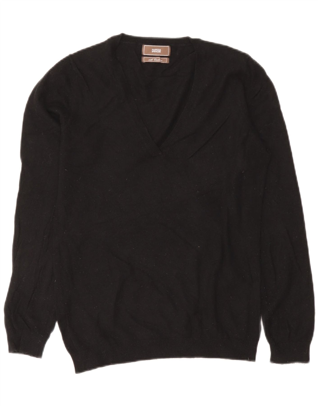 Marks & Spencer Jersey con cuello en V para mujer UK 42 Viscosa negra mediana