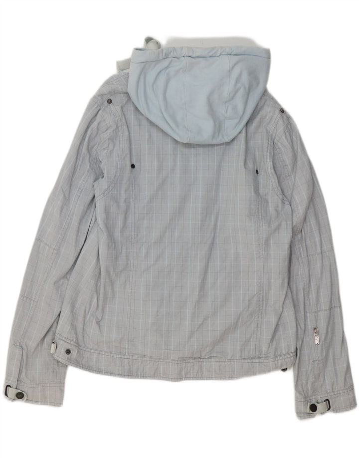 GIGA DX Chaqueta bomber con capucha para mujer US 14 XL Poliéster a cuadros azules