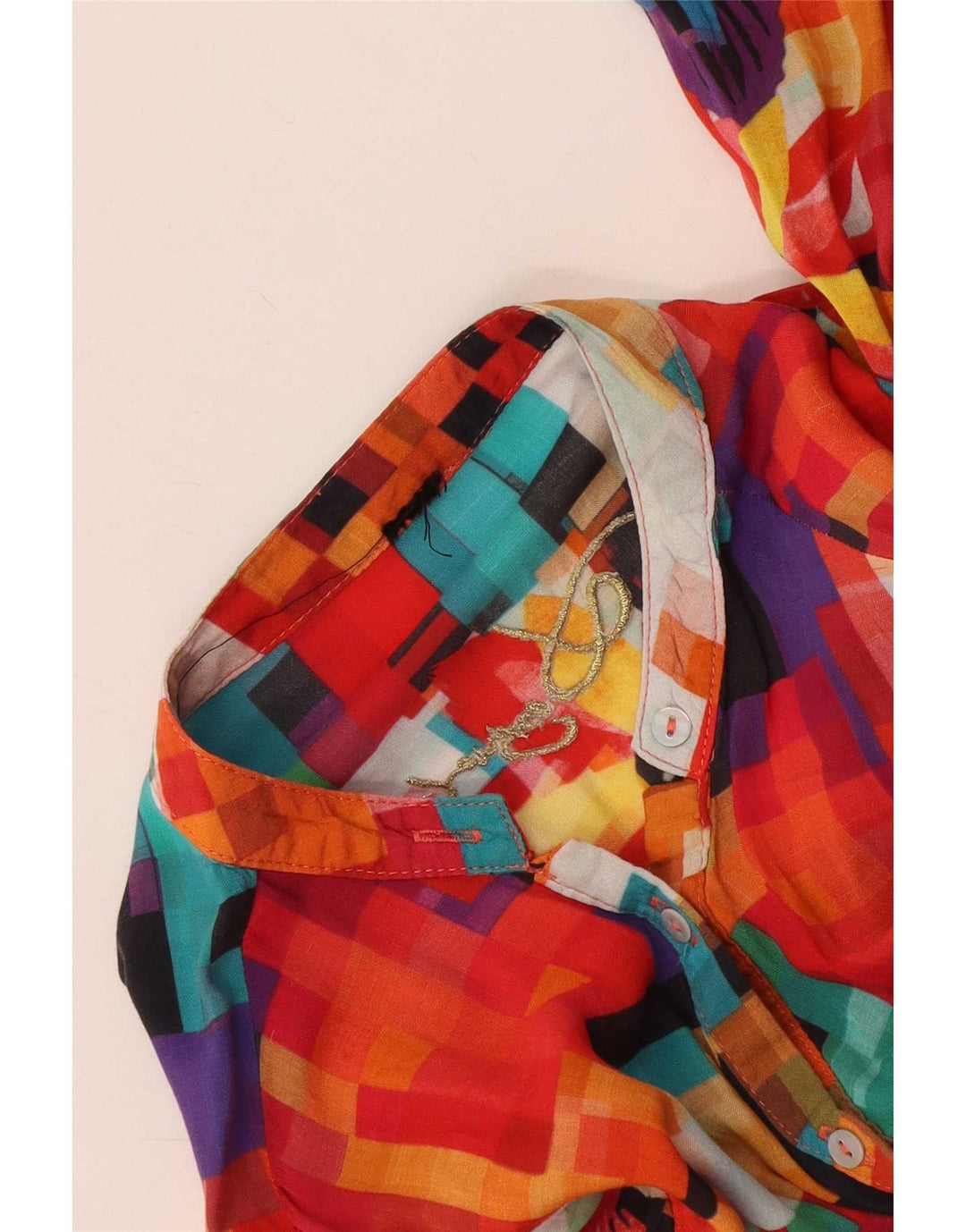 Desigual Blusa camisera gráfica para mujer UK 40 Mediana Multicolor Geométrica