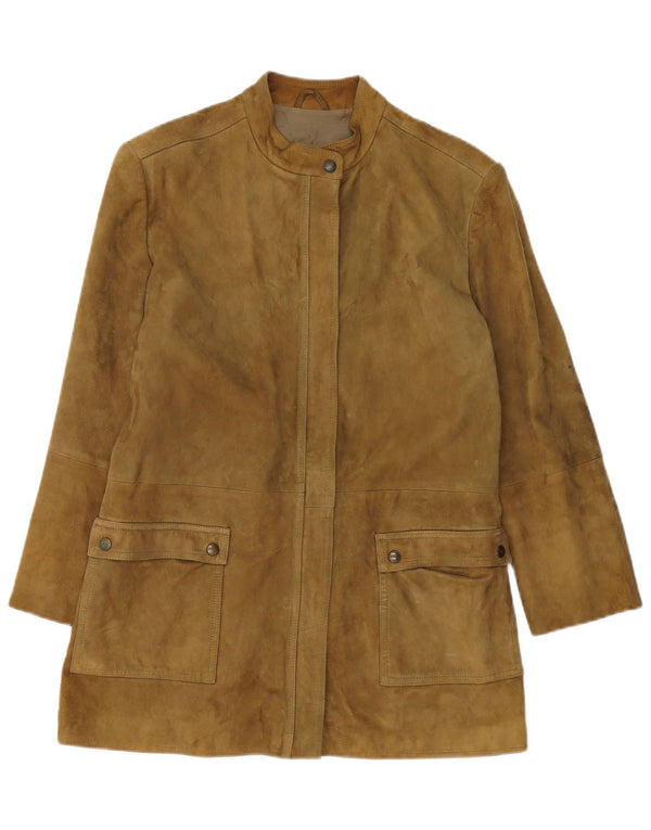 Vintage mujer ante chaqueta Reino Unido 14 cuero marrón medio