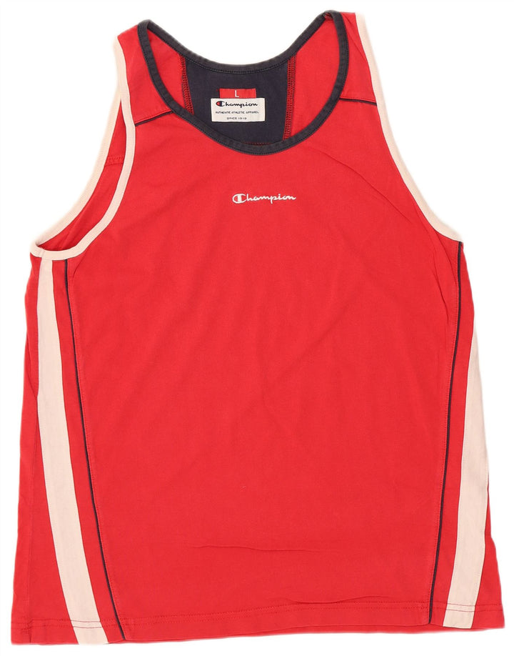 Champion Camiseta sin mangas para hombre, talla grande, color rojo, algodón