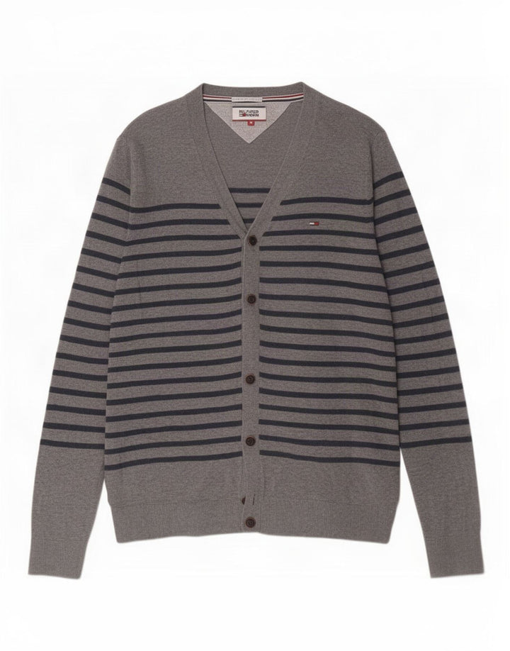 Tommy Hilfiger Cárdigan para hombre de algodón a rayas gris medio