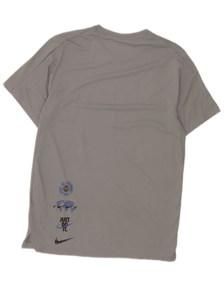 Nike Dri Fit Graphic Camiseta para hombre, talla pequeña, poliéster gris