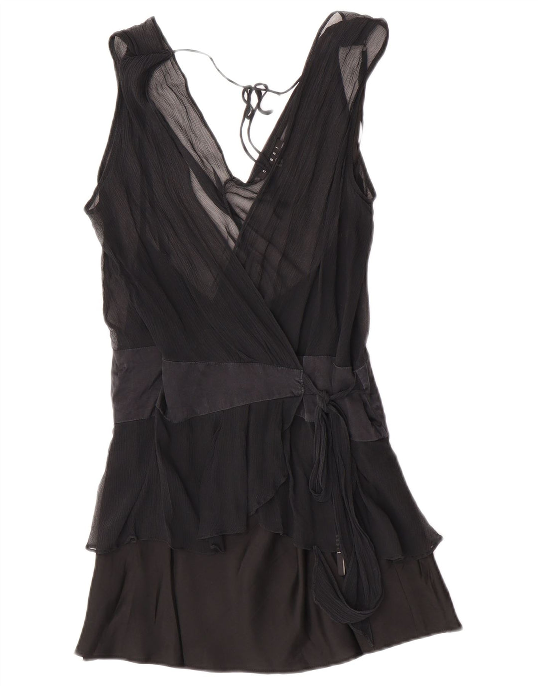 Coast Blusa cruzada sin mangas para mujer UK 46 Large Seda negra