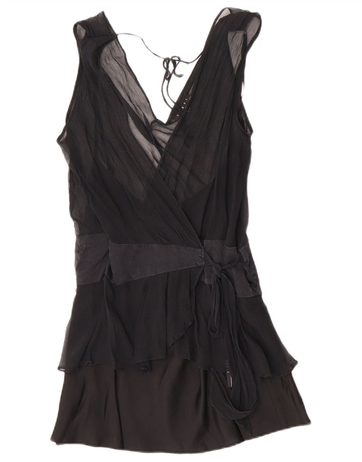 Coast Blusa cruzada sin mangas para mujer UK 46 Large Seda negra