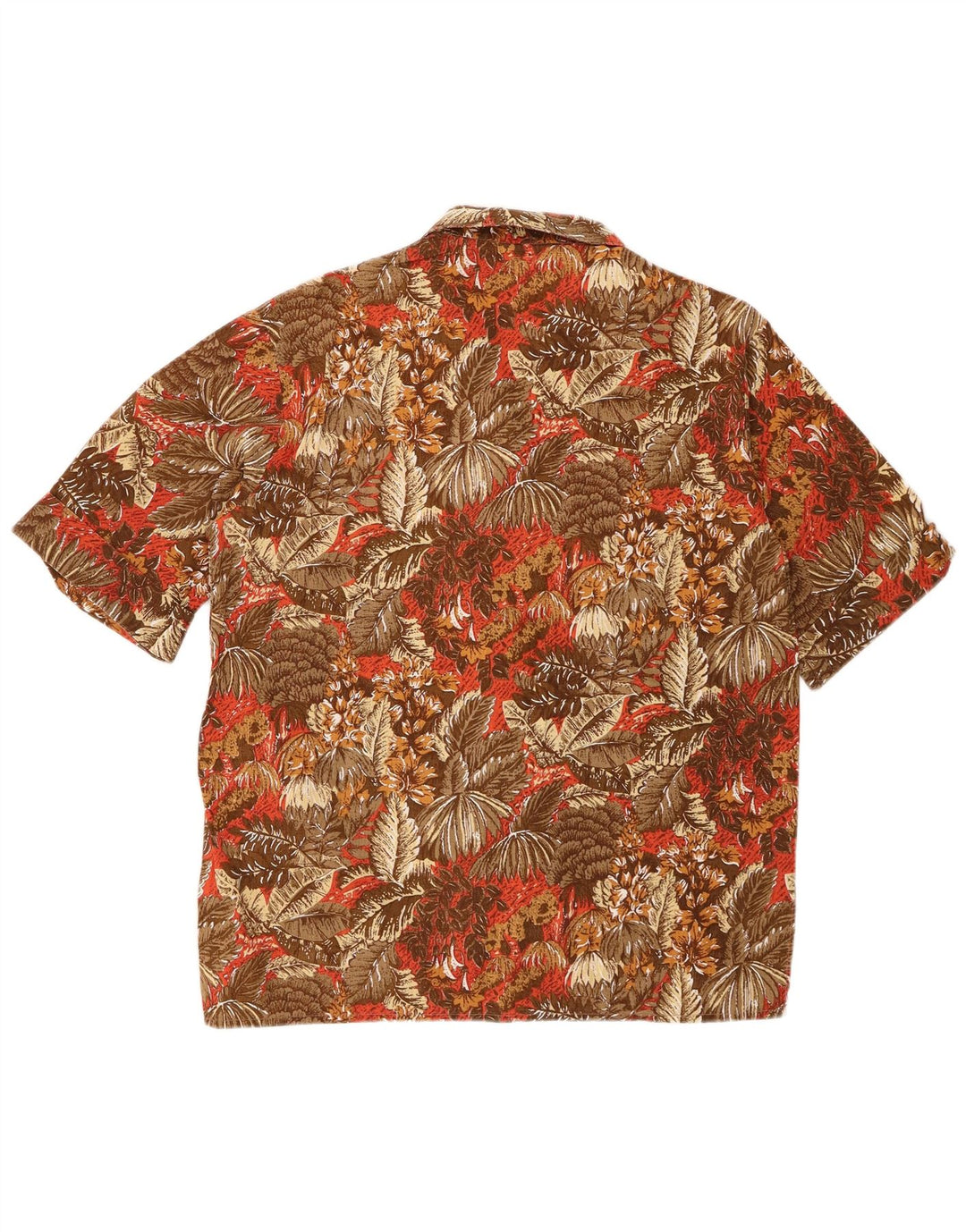 Privilegi Hombre Camisa De Manga Corta De Algodón Floral Marrón Medio