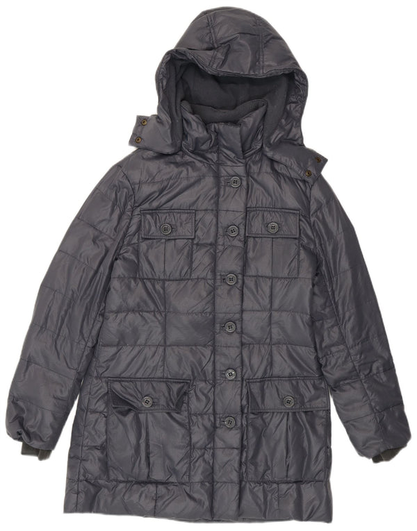 Armani Jeans Abrigo acolchado con capucha para mujer EU 38 Gris medio