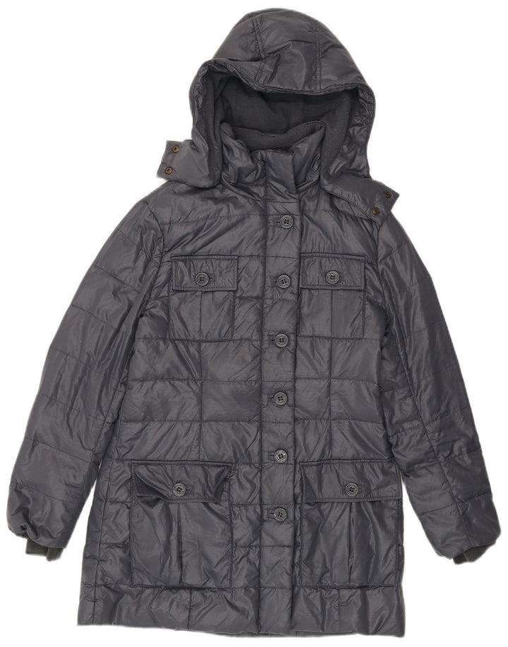 Armani Jeans Abrigo acolchado con capucha para mujer EU 38 Gris medio