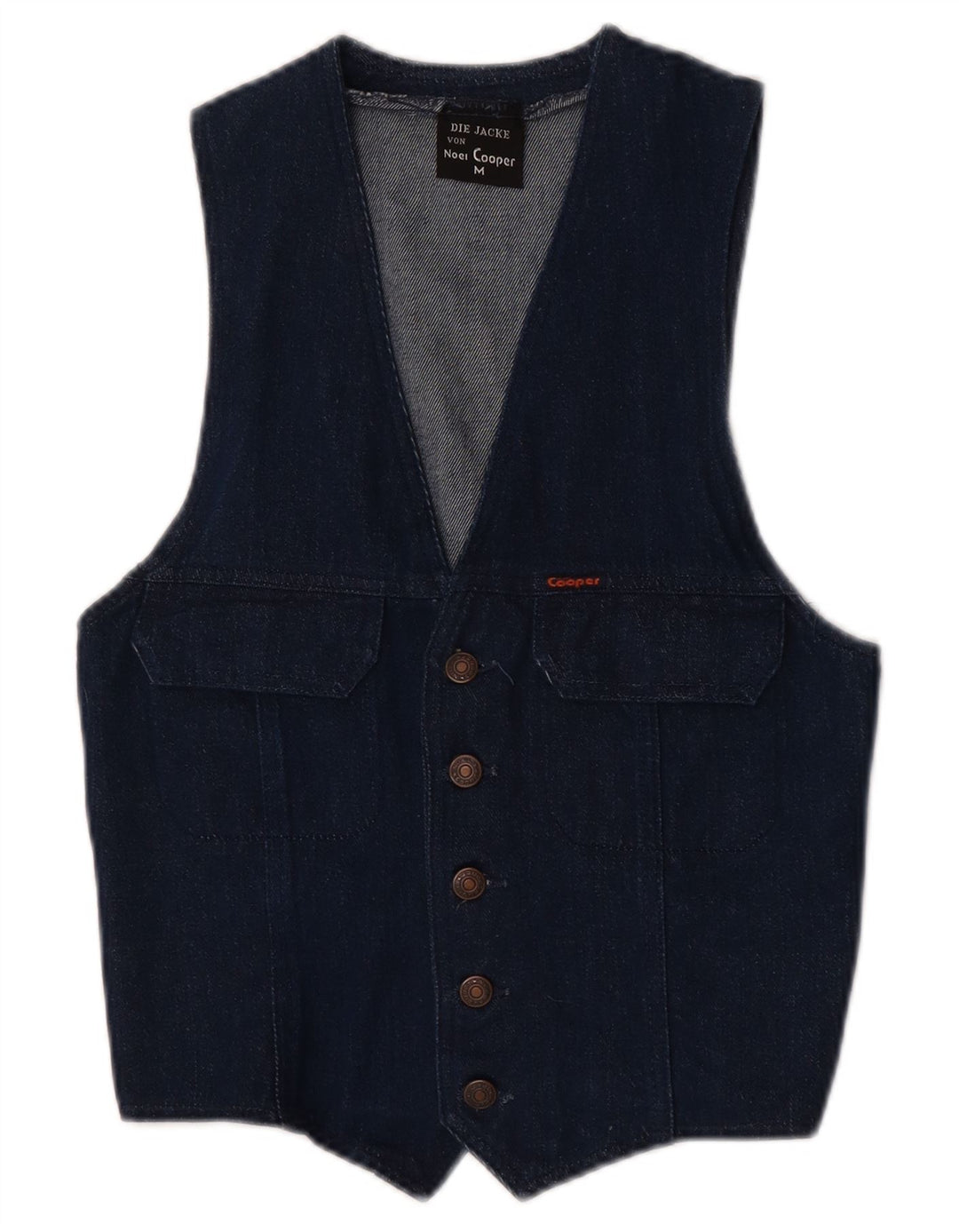 Chaleco de mezclilla vintage para hombre algodón azul medio