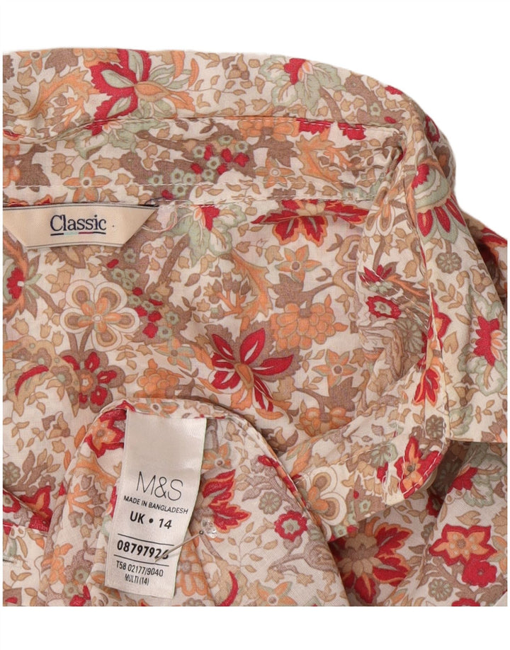 Marks & Spencer Camisa para mujer UK 44 Grande Algodón floral multicolor