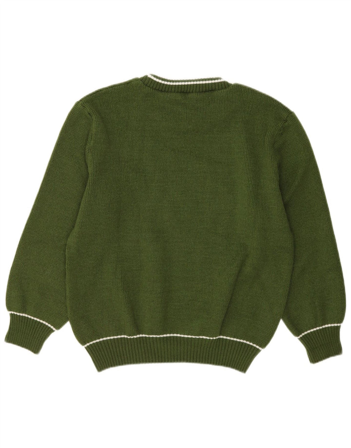 VINTAGE Jersey de cuello redondo para hombre verde medio
