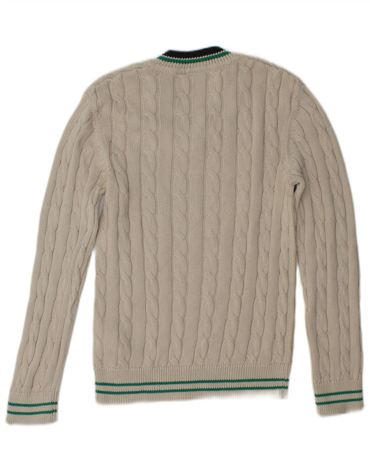 Lyle & Scott Jersey con cuello en V para niños de 9 a 10 años, algodón blanco