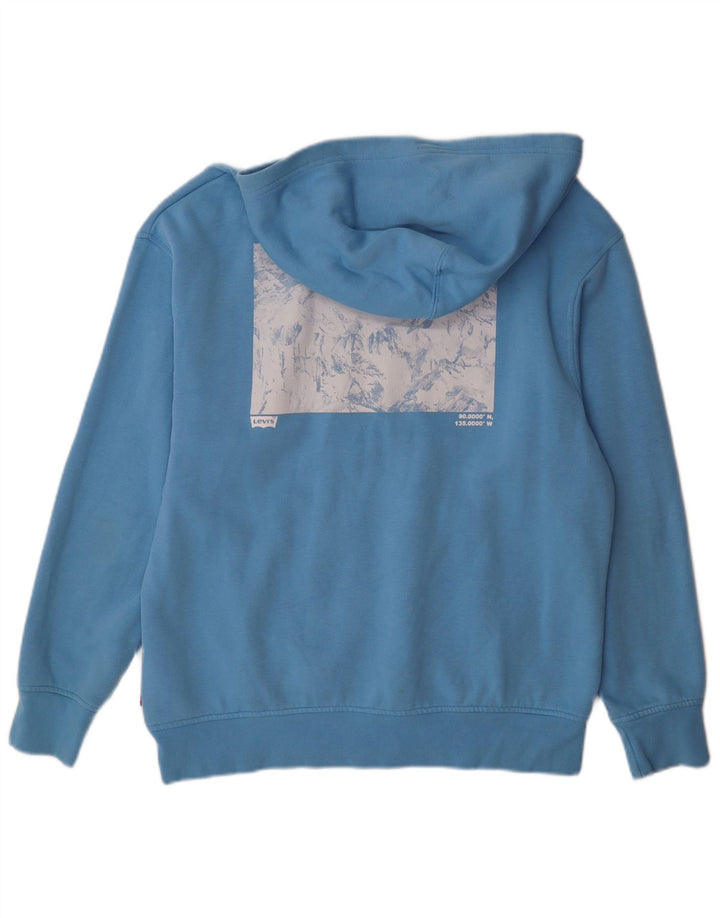 LEVI'S Mens Relaxed Fit Graphic Hoodie Jumper Medium Blue Cotton