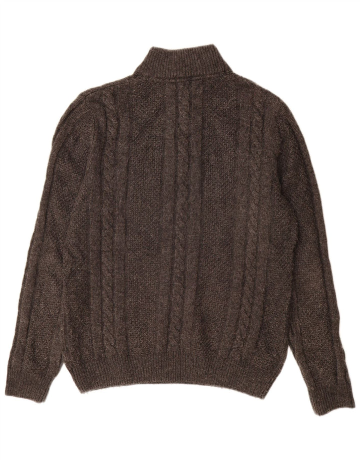 Crew Clothing - Jersey con cuello y cremallera para hombre, lana gris grande