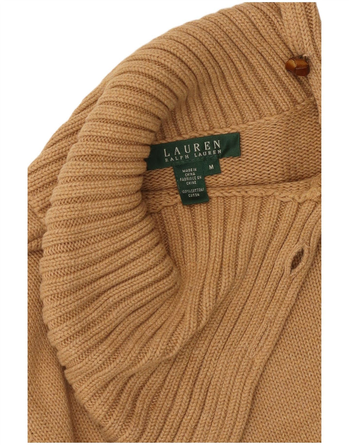 RALPH LAUREN Suéter tipo jersey con cuello y botones para mujer Reino Unido 12 Algodón beige medio