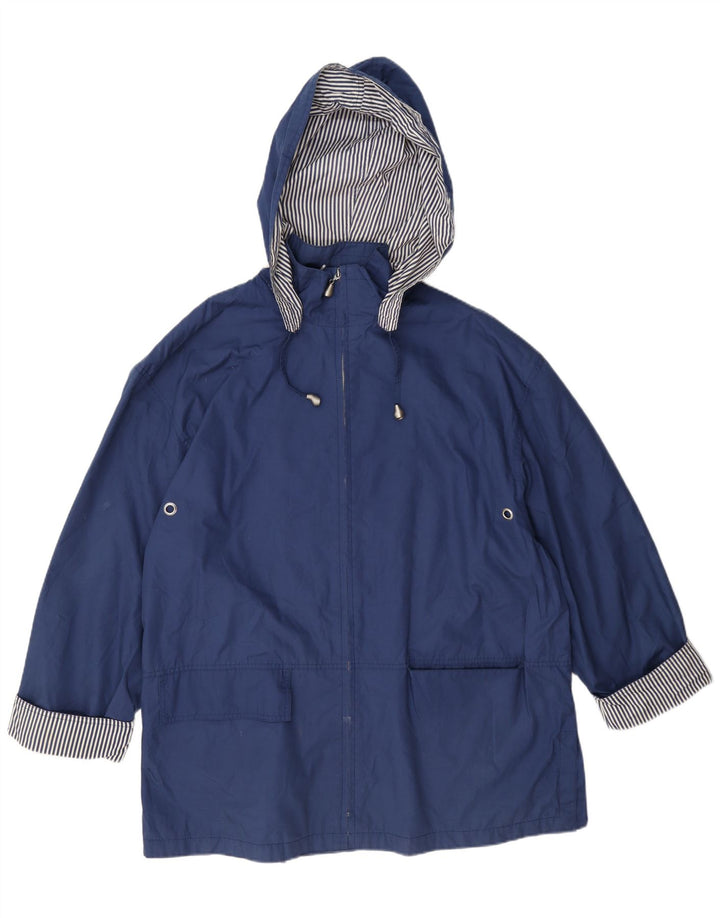 Marks & Spencer Chaqueta impermeable con capucha St. Michael para mujer, talla 40, color azul
