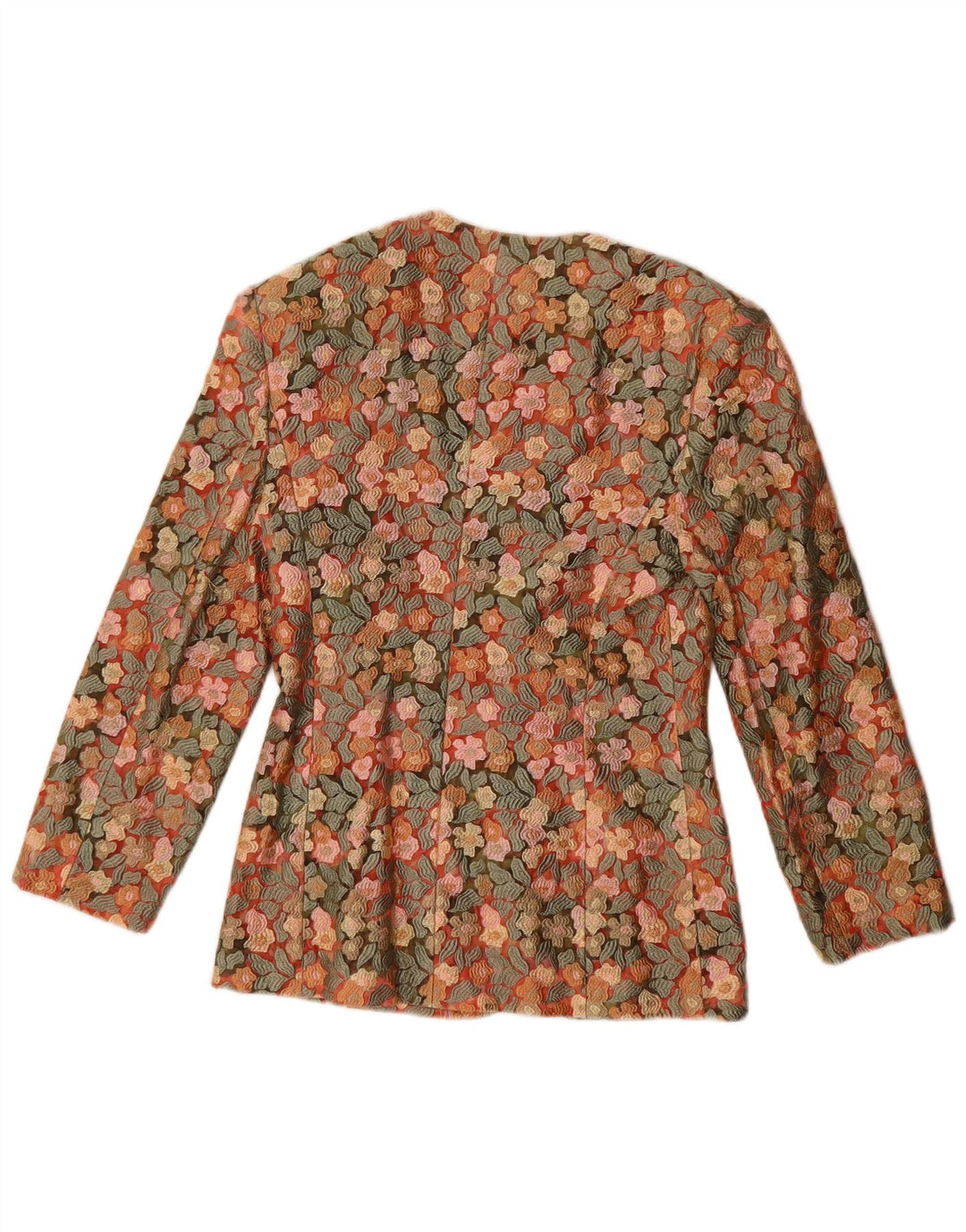 Vintage mujer 5 botones Blazer chaqueta IT 42 medio multicolor floral